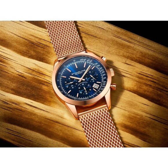 NWT Authentic Stuhrling Original Monaco Chronograph Quartz Green Dial Men's Watc - Picture 4 of 4